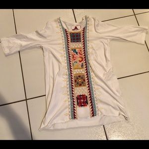 Johnny Was Embroidered 3/4 Sleeve Tunic L NWT